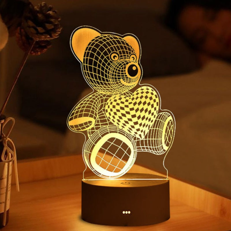 3D LED-Nachtlicht - 3D-Warmlichtlampe in verschiedenen Figuren